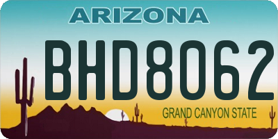 AZ license plate BHD8062