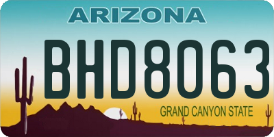AZ license plate BHD8063