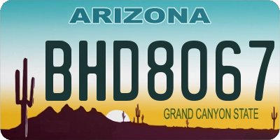 AZ license plate BHD8067