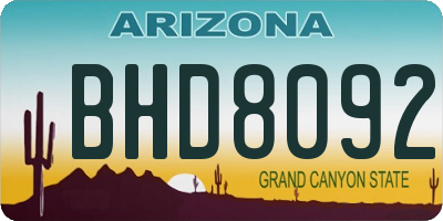 AZ license plate BHD8092