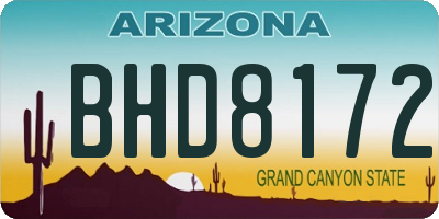 AZ license plate BHD8172