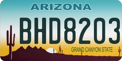 AZ license plate BHD8203