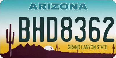 AZ license plate BHD8362