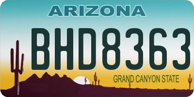 AZ license plate BHD8363