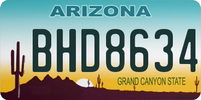AZ license plate BHD8634