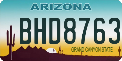 AZ license plate BHD8763
