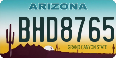 AZ license plate BHD8765