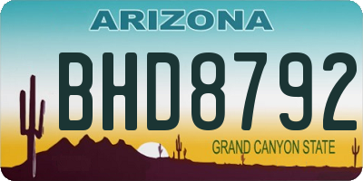 AZ license plate BHD8792