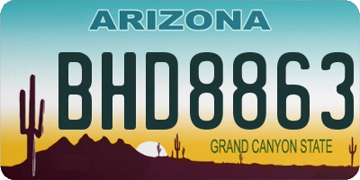 AZ license plate BHD8863