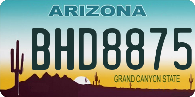 AZ license plate BHD8875