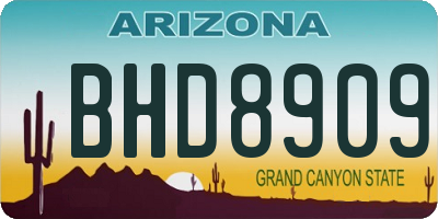 AZ license plate BHD8909