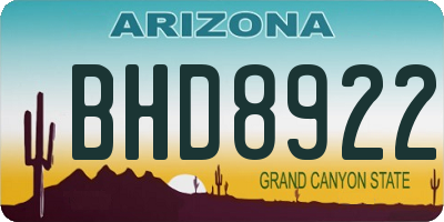 AZ license plate BHD8922