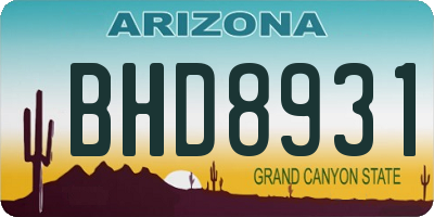AZ license plate BHD8931