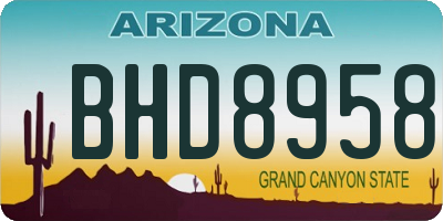AZ license plate BHD8958