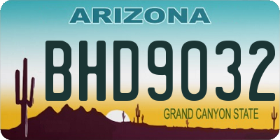 AZ license plate BHD9032