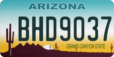AZ license plate BHD9037