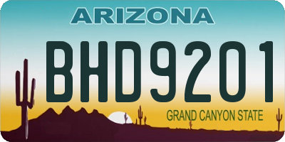 AZ license plate BHD9201