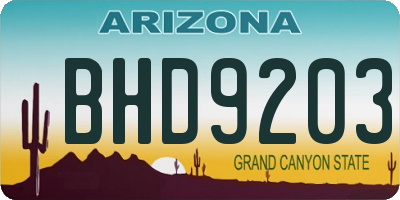 AZ license plate BHD9203