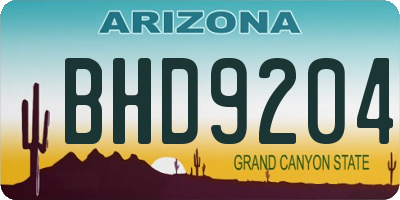 AZ license plate BHD9204