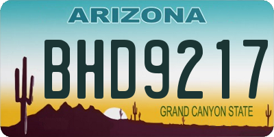 AZ license plate BHD9217