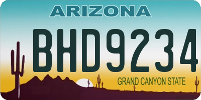 AZ license plate BHD9234