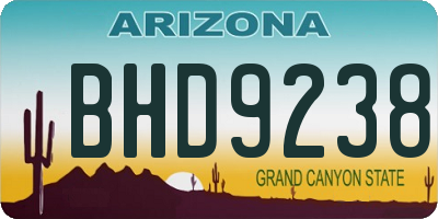 AZ license plate BHD9238