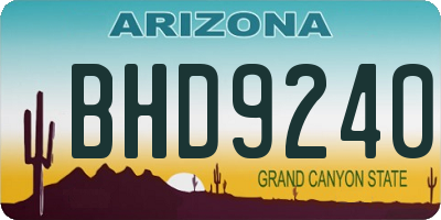 AZ license plate BHD9240