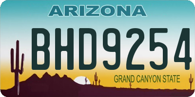 AZ license plate BHD9254