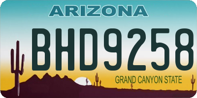 AZ license plate BHD9258