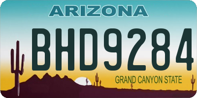 AZ license plate BHD9284