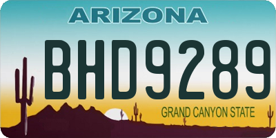 AZ license plate BHD9289