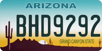 AZ license plate BHD9292