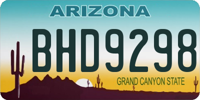 AZ license plate BHD9298