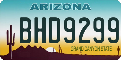 AZ license plate BHD9299