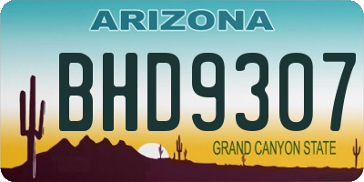 AZ license plate BHD9307