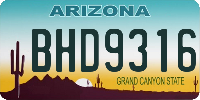 AZ license plate BHD9316