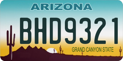 AZ license plate BHD9321