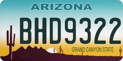 AZ license plate BHD9322
