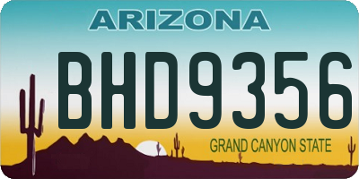 AZ license plate BHD9356