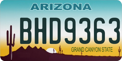 AZ license plate BHD9363