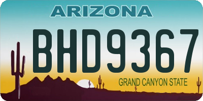 AZ license plate BHD9367