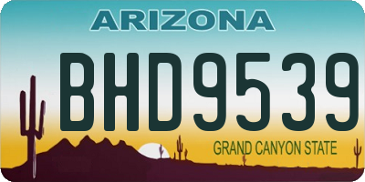 AZ license plate BHD9539