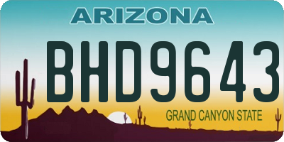 AZ license plate BHD9643