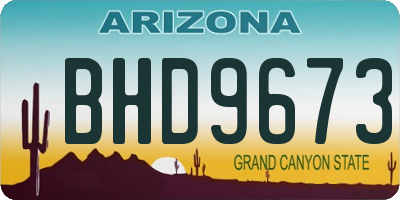 AZ license plate BHD9673