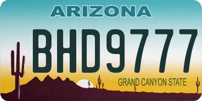 AZ license plate BHD9777