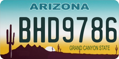 AZ license plate BHD9786