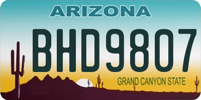 AZ license plate BHD9807