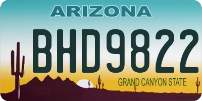 AZ license plate BHD9822
