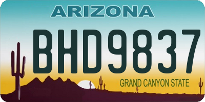 AZ license plate BHD9837