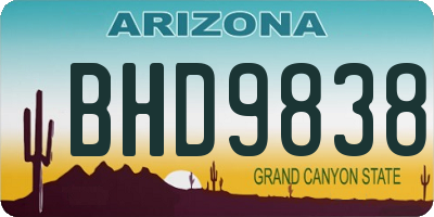 AZ license plate BHD9838